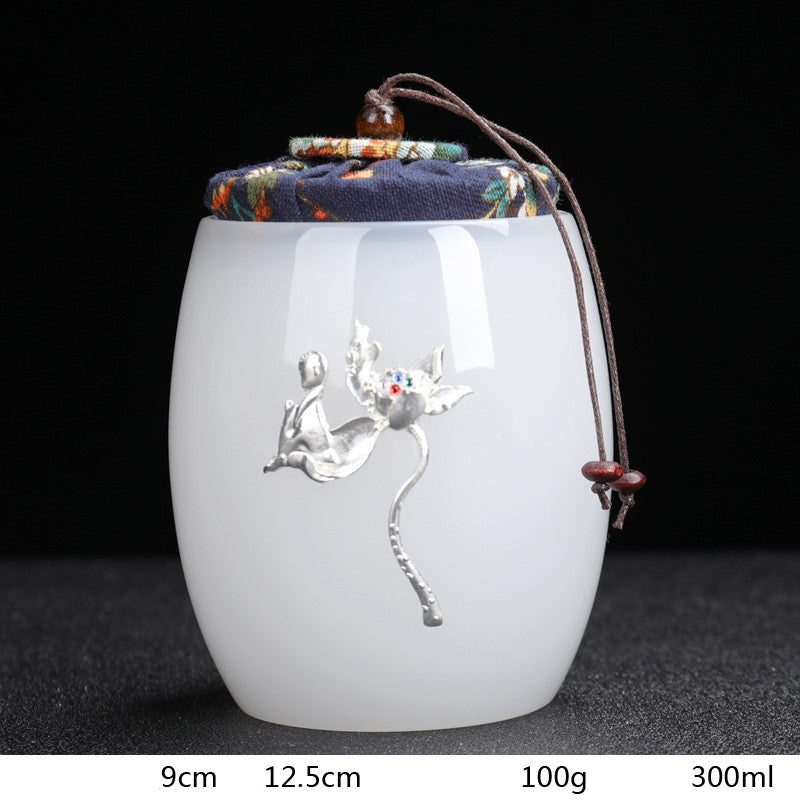 Silver-Inlaid Glazed Tea Caddy