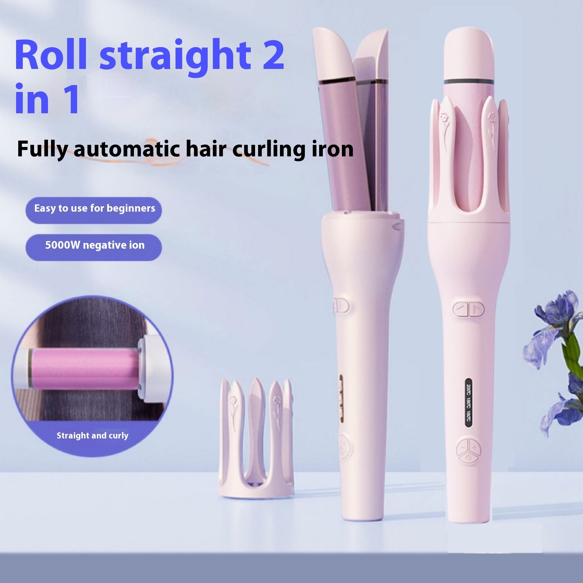 2-in-1 Automatic Rotating Curler and Straightener