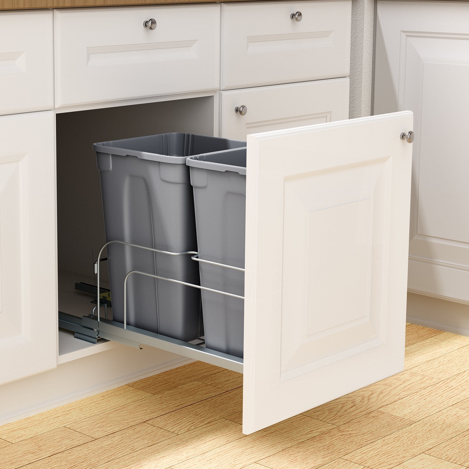 Double Pull-Out Kitchen Trash Can, 2 × 27 qt