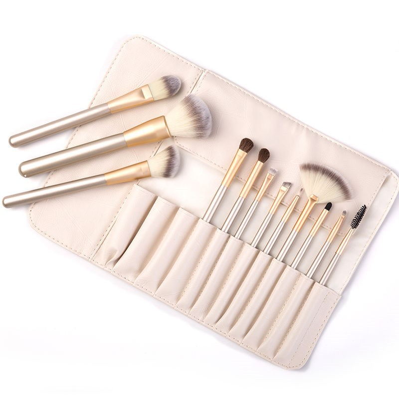 Pink Makeup Brush Set with Clutch Bag
