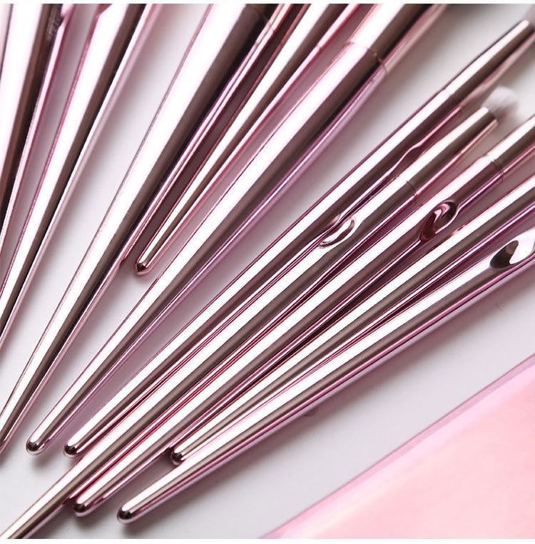 Pink Makeup Brush Set with Clutch Bag