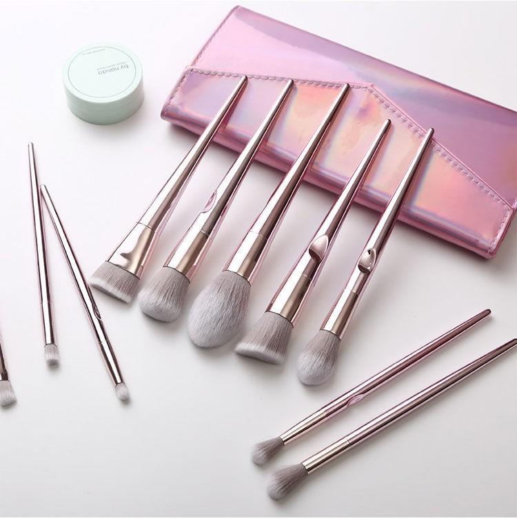 Pink Makeup Brush Set with Clutch Bag