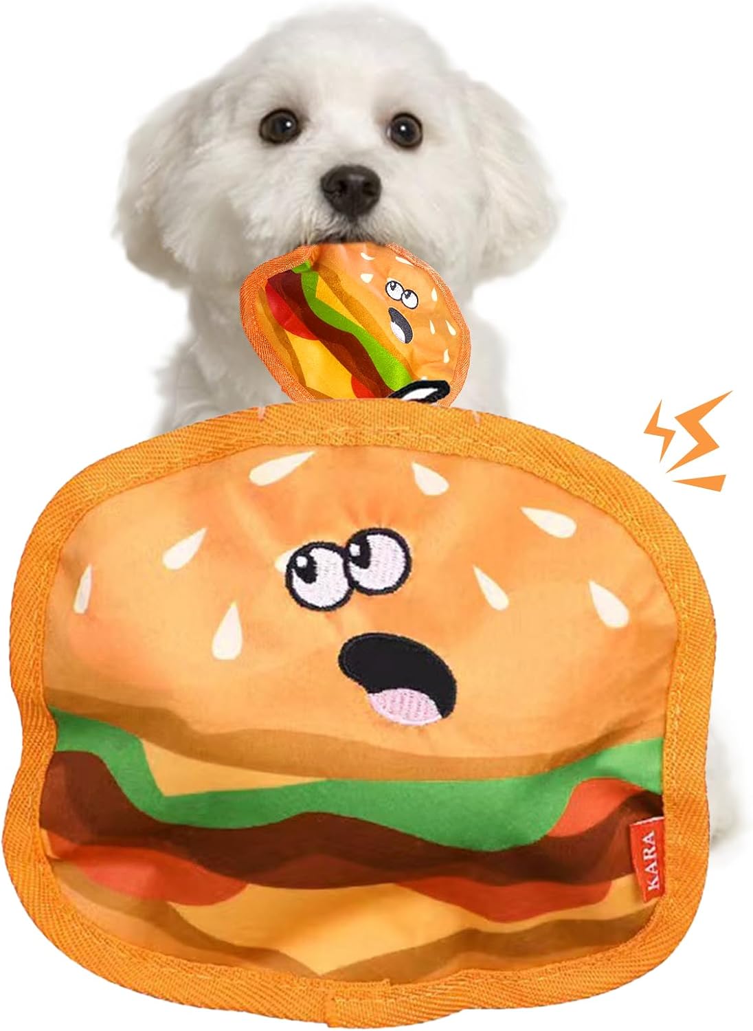 Squeaky Crinkle Food Dog Toy, No Stuffing