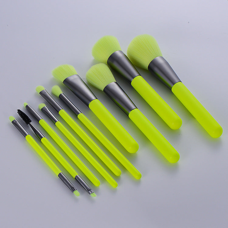 10-Piece Neon Green Makeup Brush Set