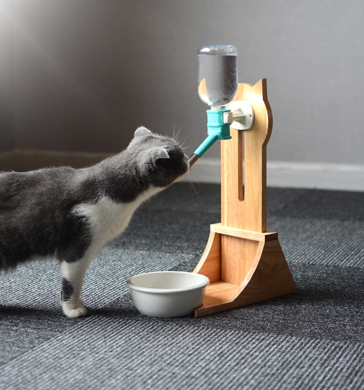 Pet Water Bottle with Wooden Stand