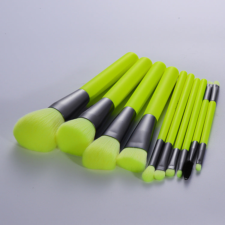 10-Piece Neon Green Makeup Brush Set