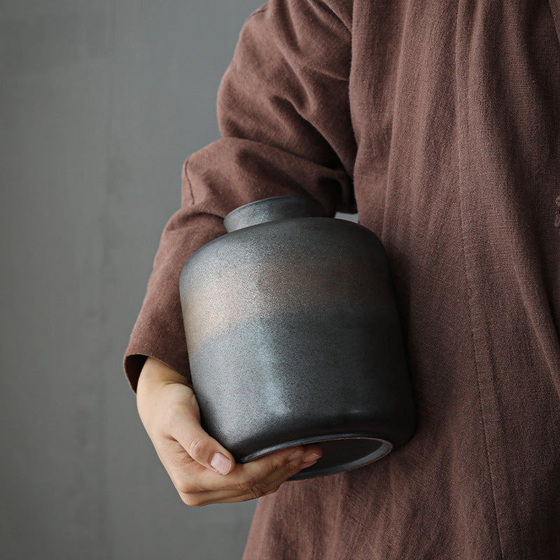 Retro Glazed Ceramic Tea Caddy