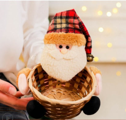 Wooden Christmas Candy Basket Decoration