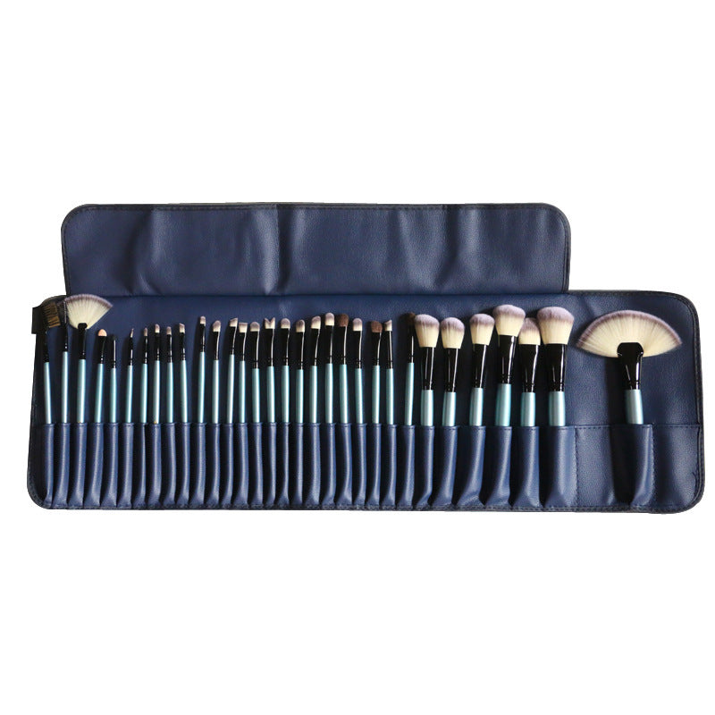 32-Piece Blue Makeup Brush Set