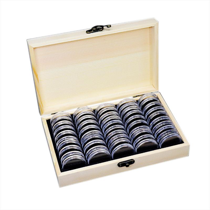 Wooden Coin Storage Box, 50 Slots