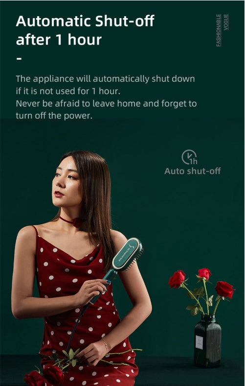 Ceramic Hair Straightener Brush, 3 Heat Settings
