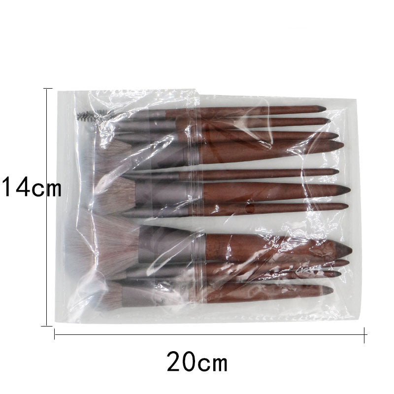 11-Piece Makeup Brush Set, Natural Wood