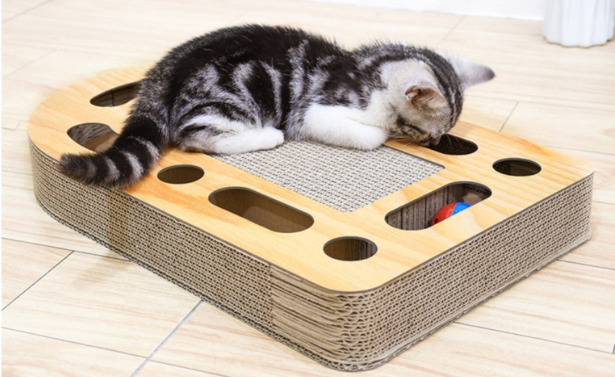 Cardboard Cat Scratcher with Ball Toy