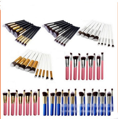10-Piece Wooden Makeup Brush Set