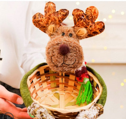 Wooden Christmas Candy Basket Decoration