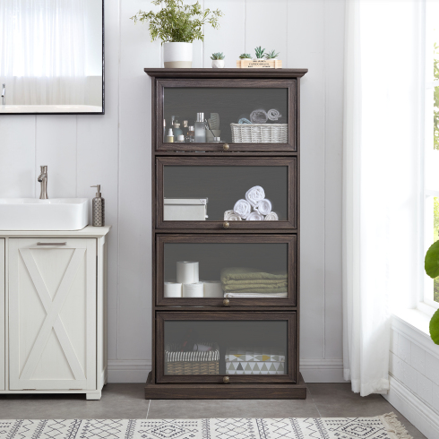 4-Tier Glass Display Cabinet