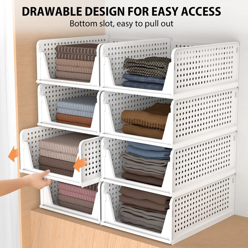 Stackable Pull-Out Closet Organizer, 4 Pack