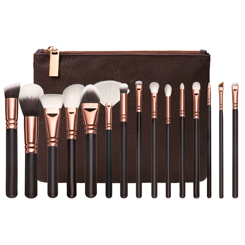 15-Piece Makeup Brush Set with Travel Bag