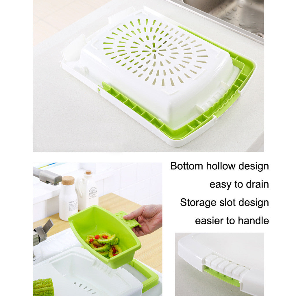 3-in-1 Cutting Board with Drain Basket