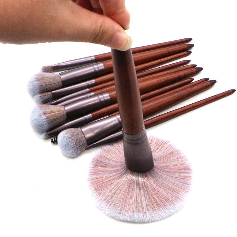 11-Piece Makeup Brush Set, Natural Wood