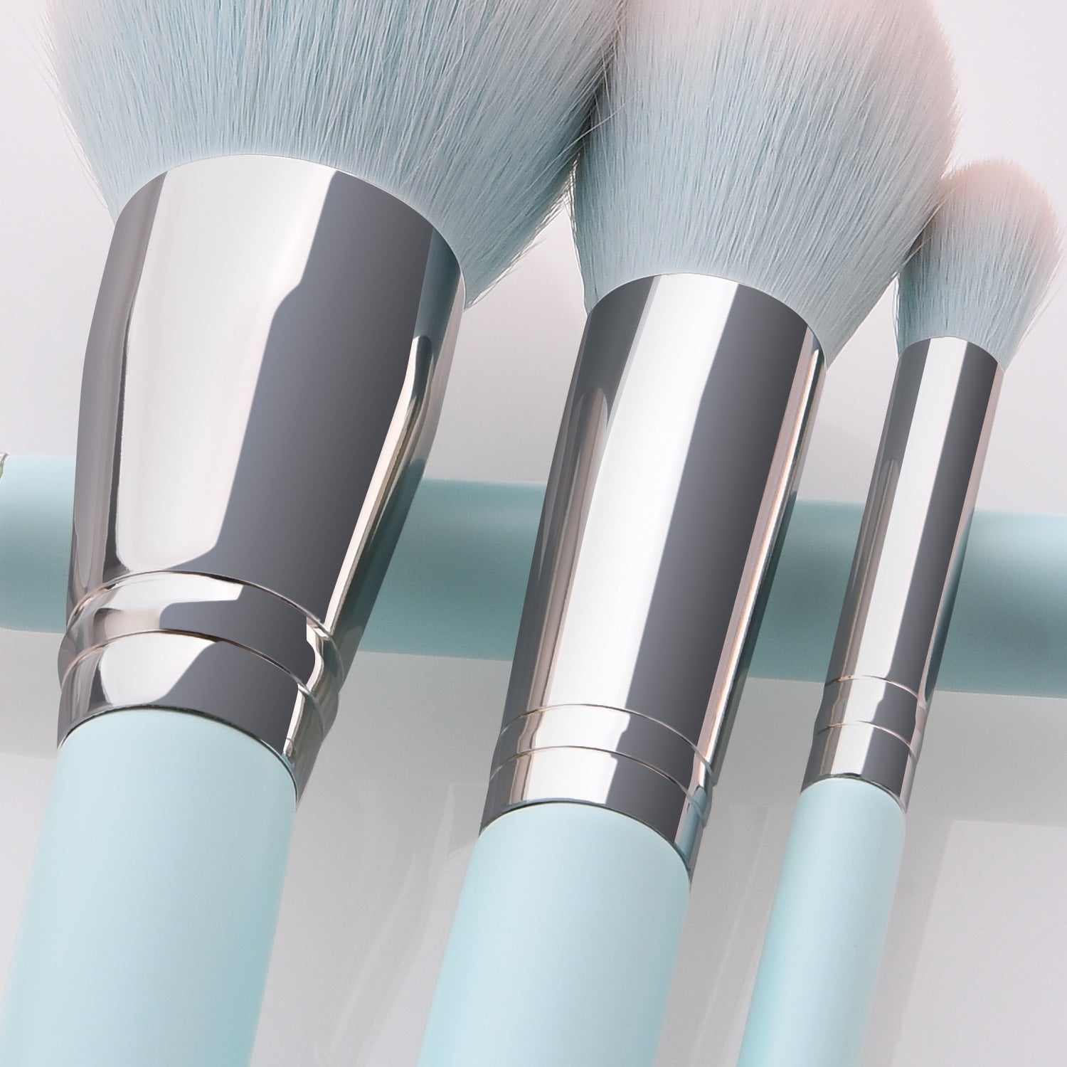 12-Piece Light Blue Makeup Brush Set