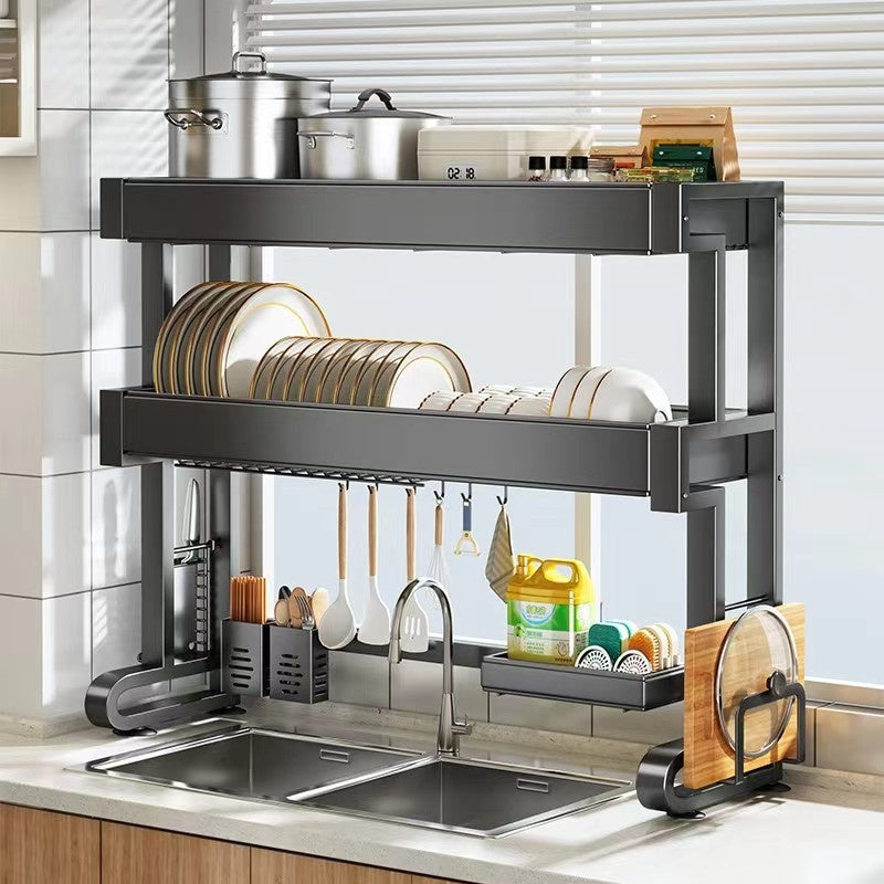 Stainless Steel Over-the-Sink Rack with 6 Hooks