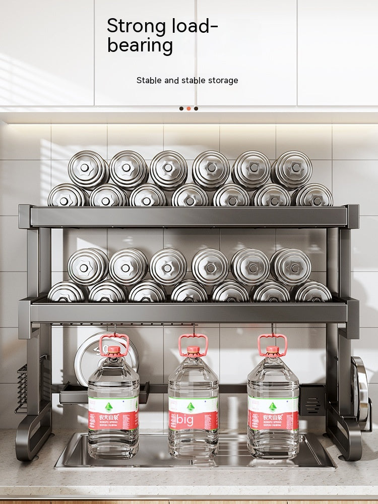 Stainless Steel Over-the-Sink Rack with 6 Hooks