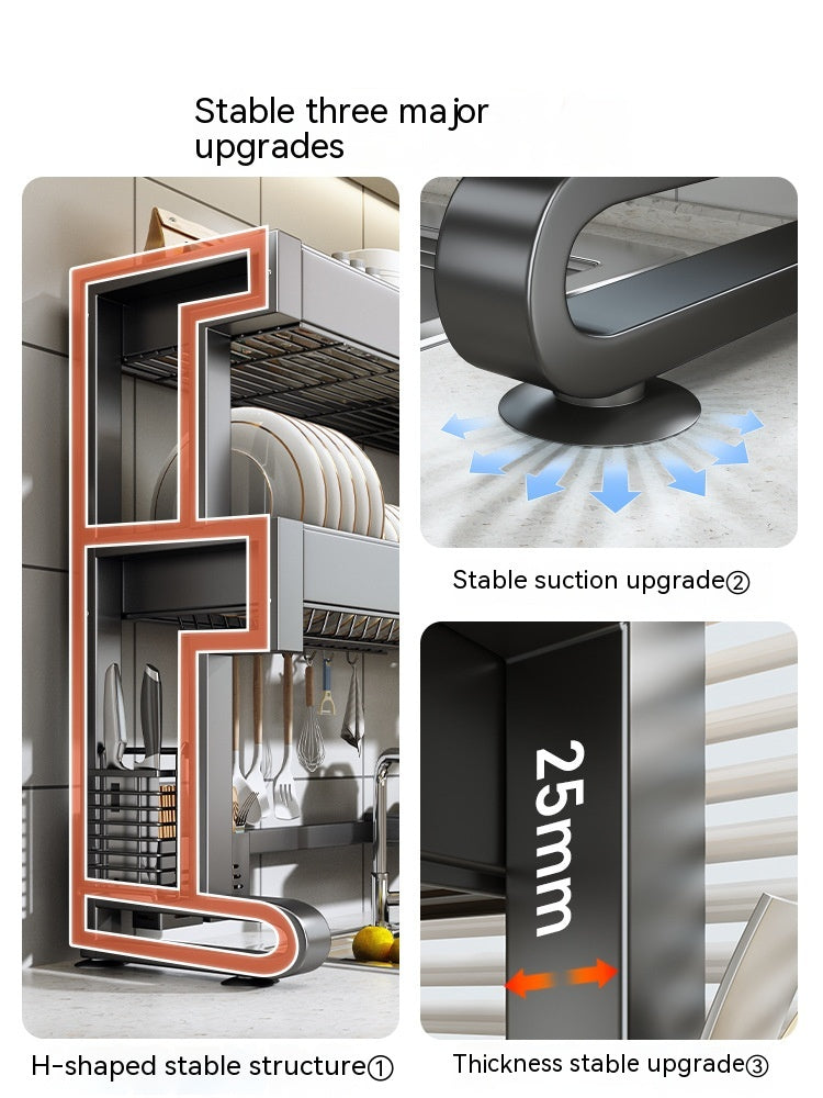 Stainless Steel Over-the-Sink Rack with 6 Hooks