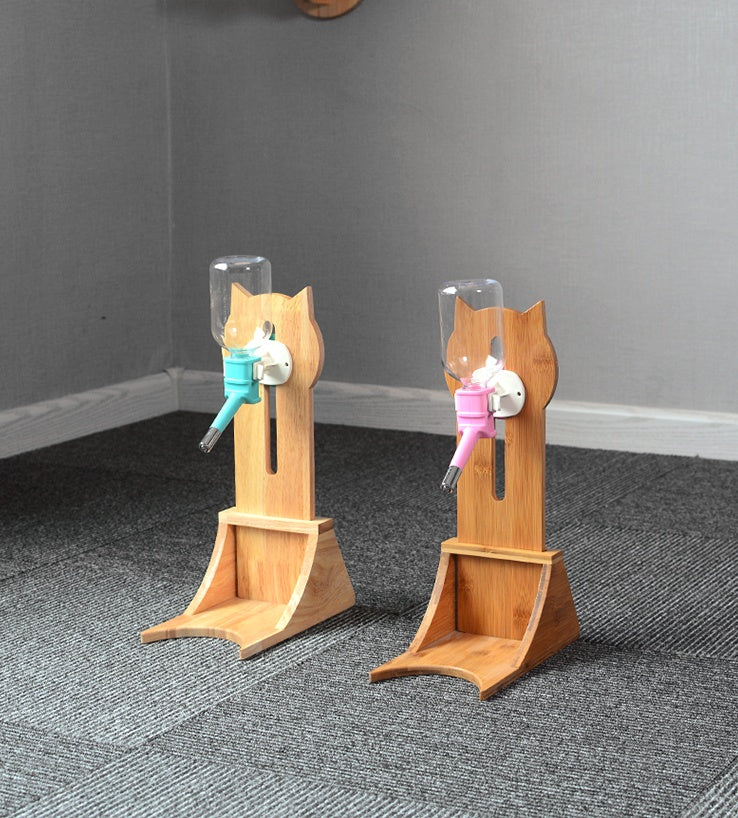 Pet Water Bottle with Wooden Stand