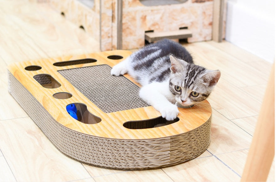 Cardboard Cat Scratcher with Ball Toy