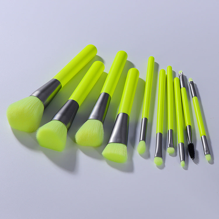 10-Piece Neon Green Makeup Brush Set