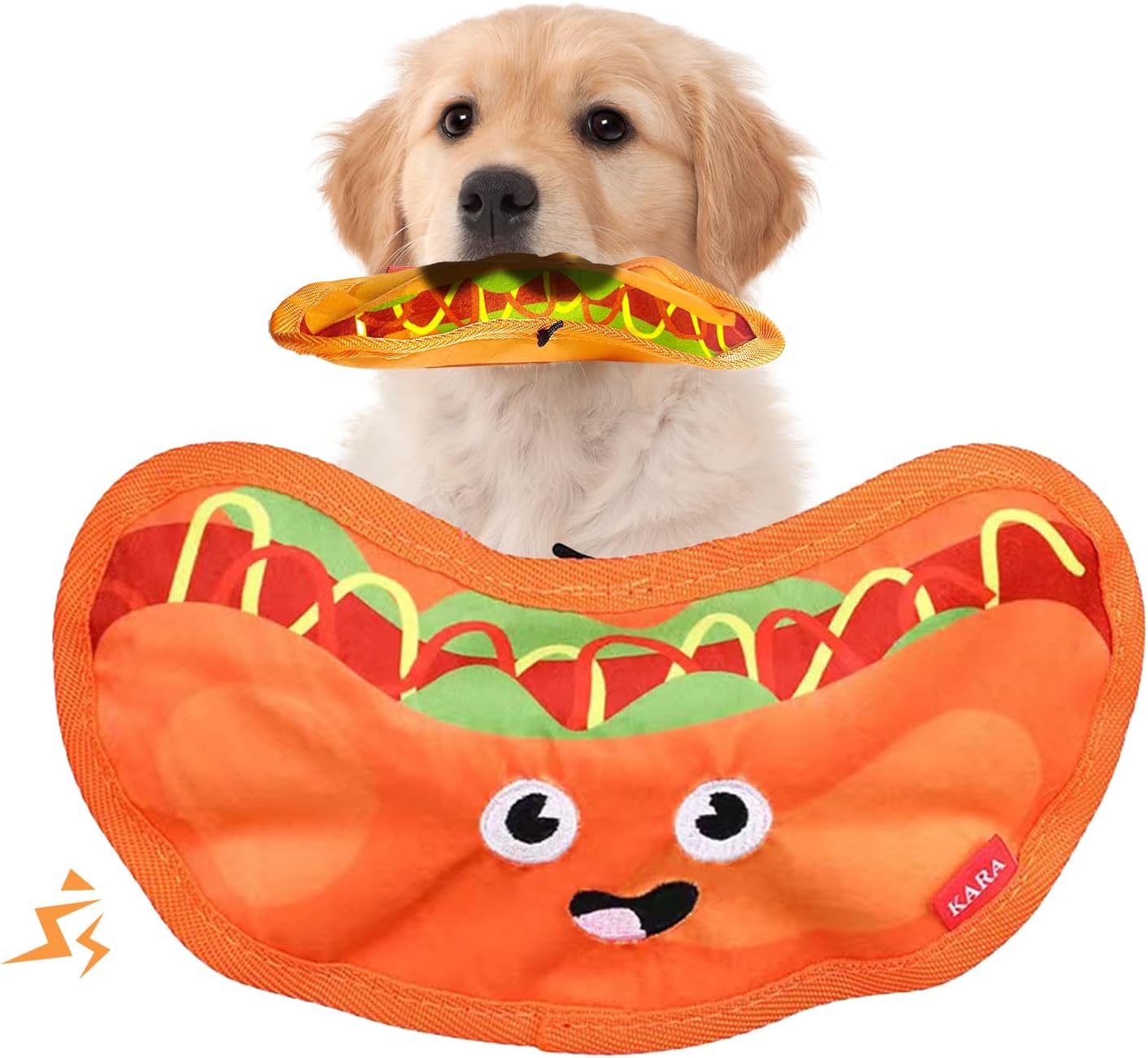 Squeaky Crinkle Food Dog Toy, No Stuffing