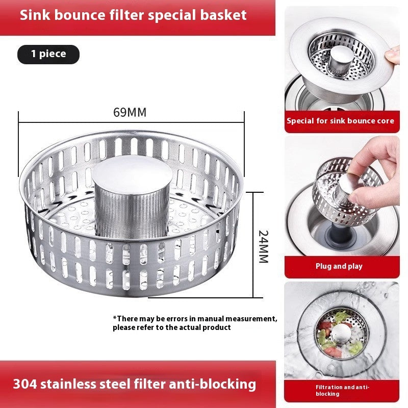 Stainless Steel Pop-Up Sink Strainer