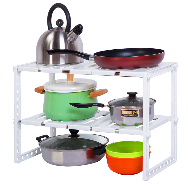 Expandable 2-Tier Under-Sink Shelf