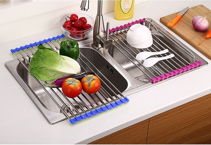 Roll-Up Stainless Steel Over-the-Sink Drying Rack