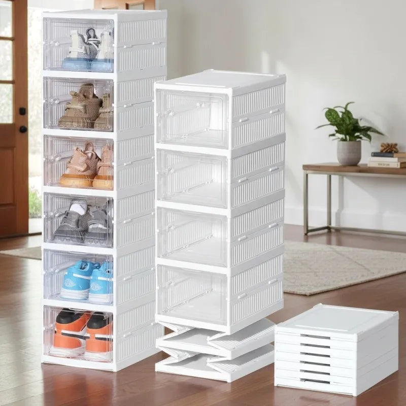 6-Tier Clear Foldable Shoe Storage Cabinet
