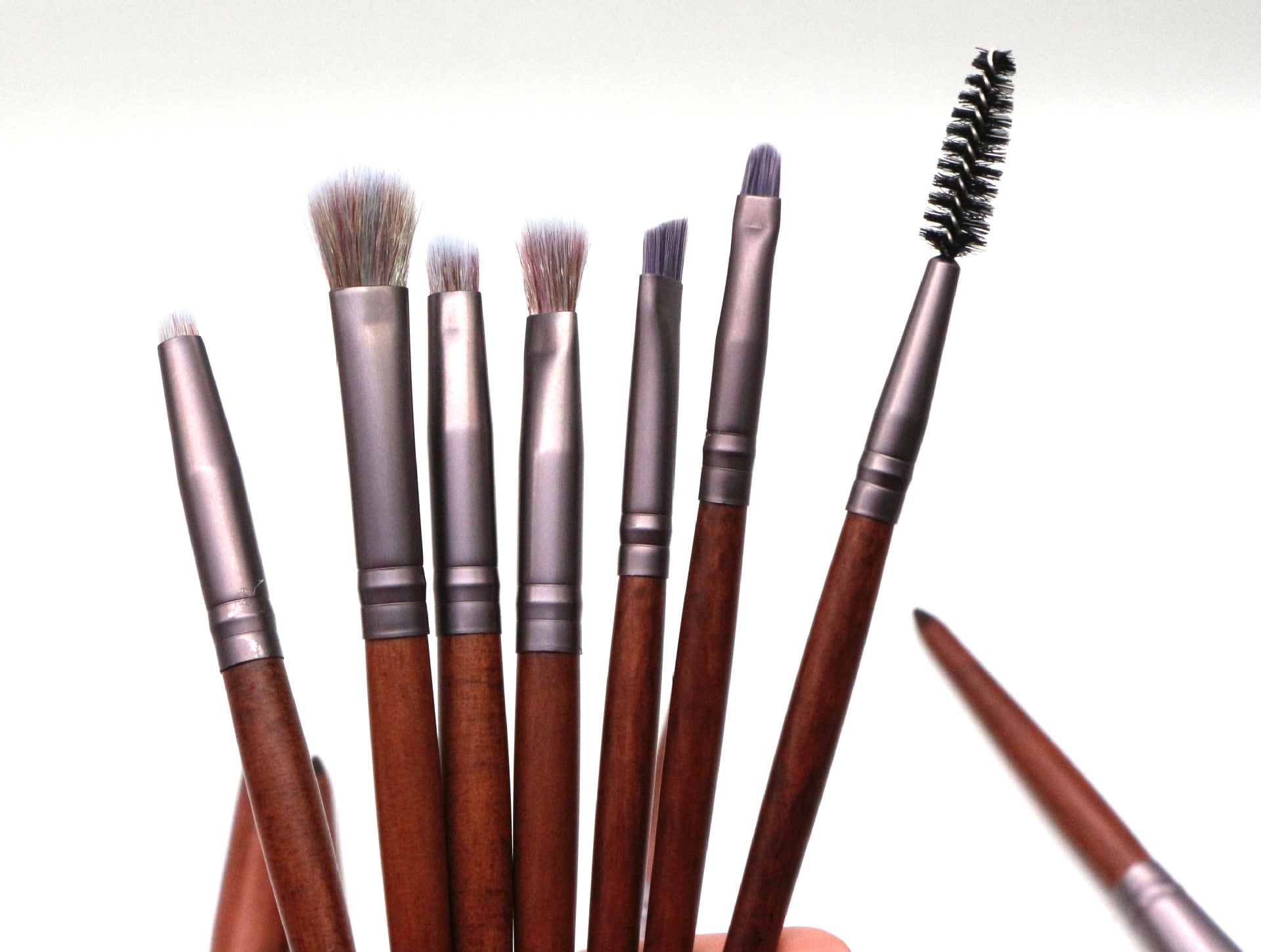 11-Piece Makeup Brush Set, Natural Wood