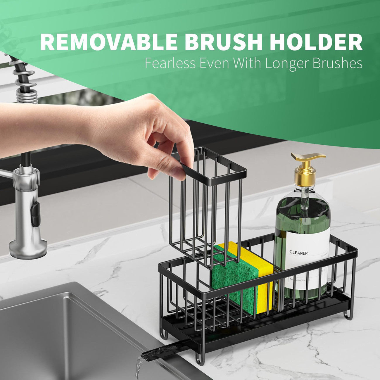 Metal Sink Organizer with Soap Dish and Brush Holder