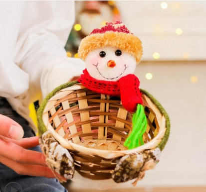Wooden Christmas Candy Basket Decoration