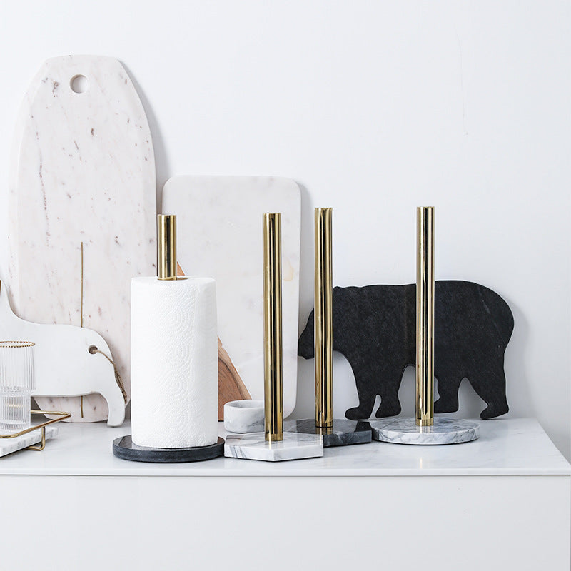 Marble and Gold Paper Towel Holder