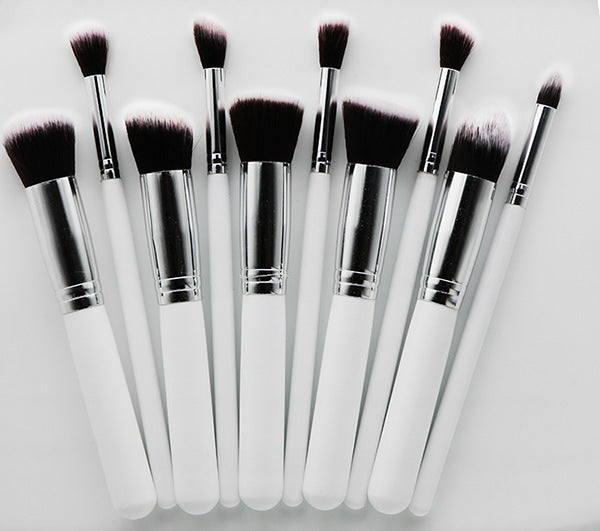 10-Piece Wooden Makeup Brush Set