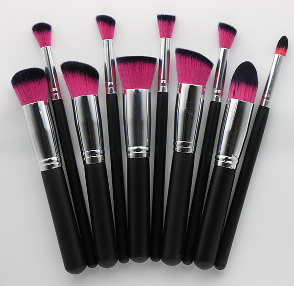 10-Piece Wooden Makeup Brush Set