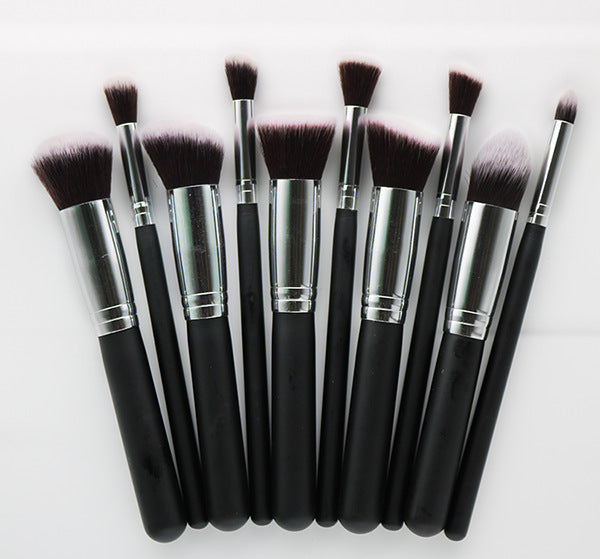 10-Piece Wooden Makeup Brush Set