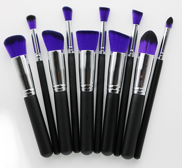 10-Piece Wooden Makeup Brush Set