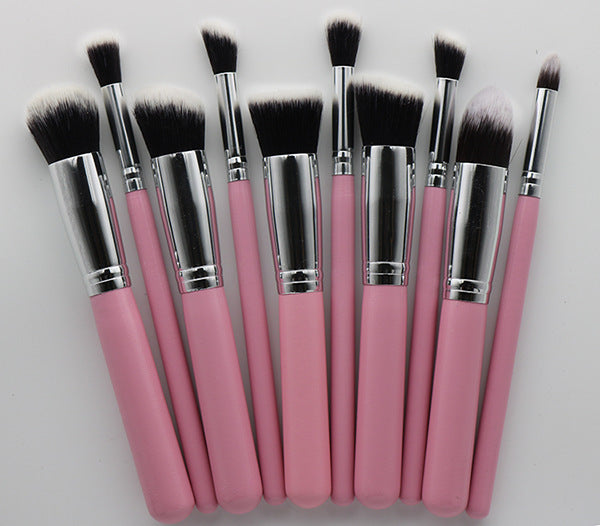 10-Piece Wooden Makeup Brush Set