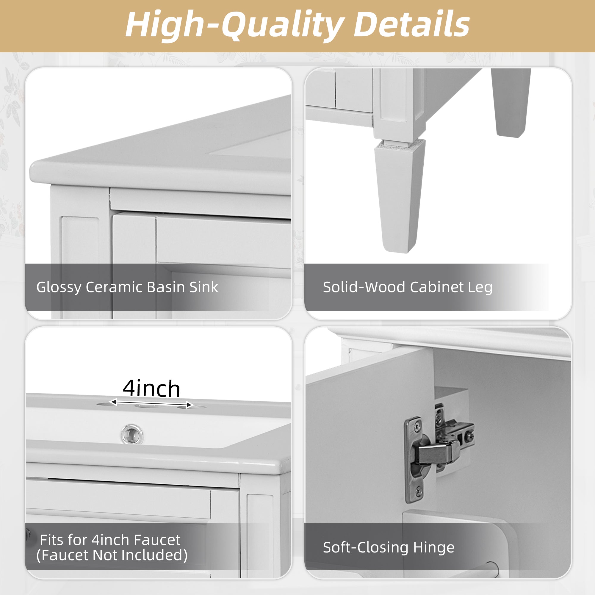 24 in Bathroom Vanity with Ceramic Sink