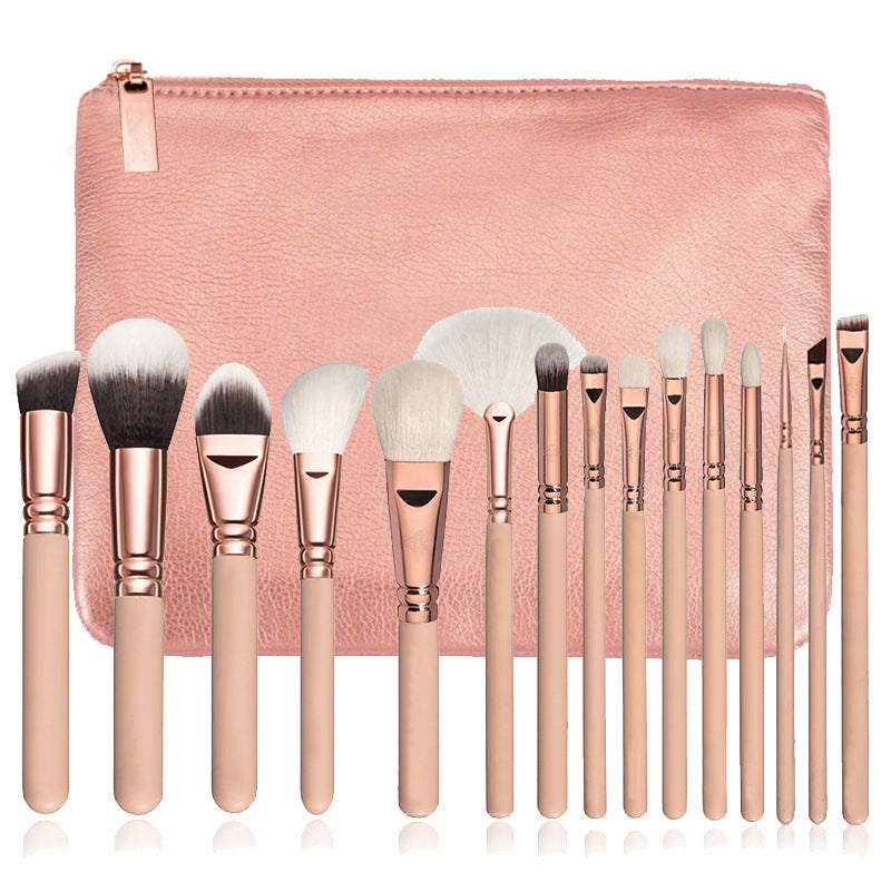 15-Piece Makeup Brush Set with Travel Bag