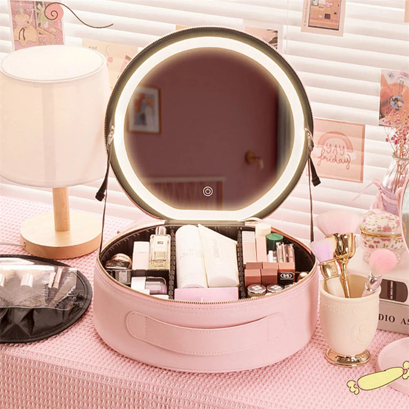 LED Mirror Makeup Bag