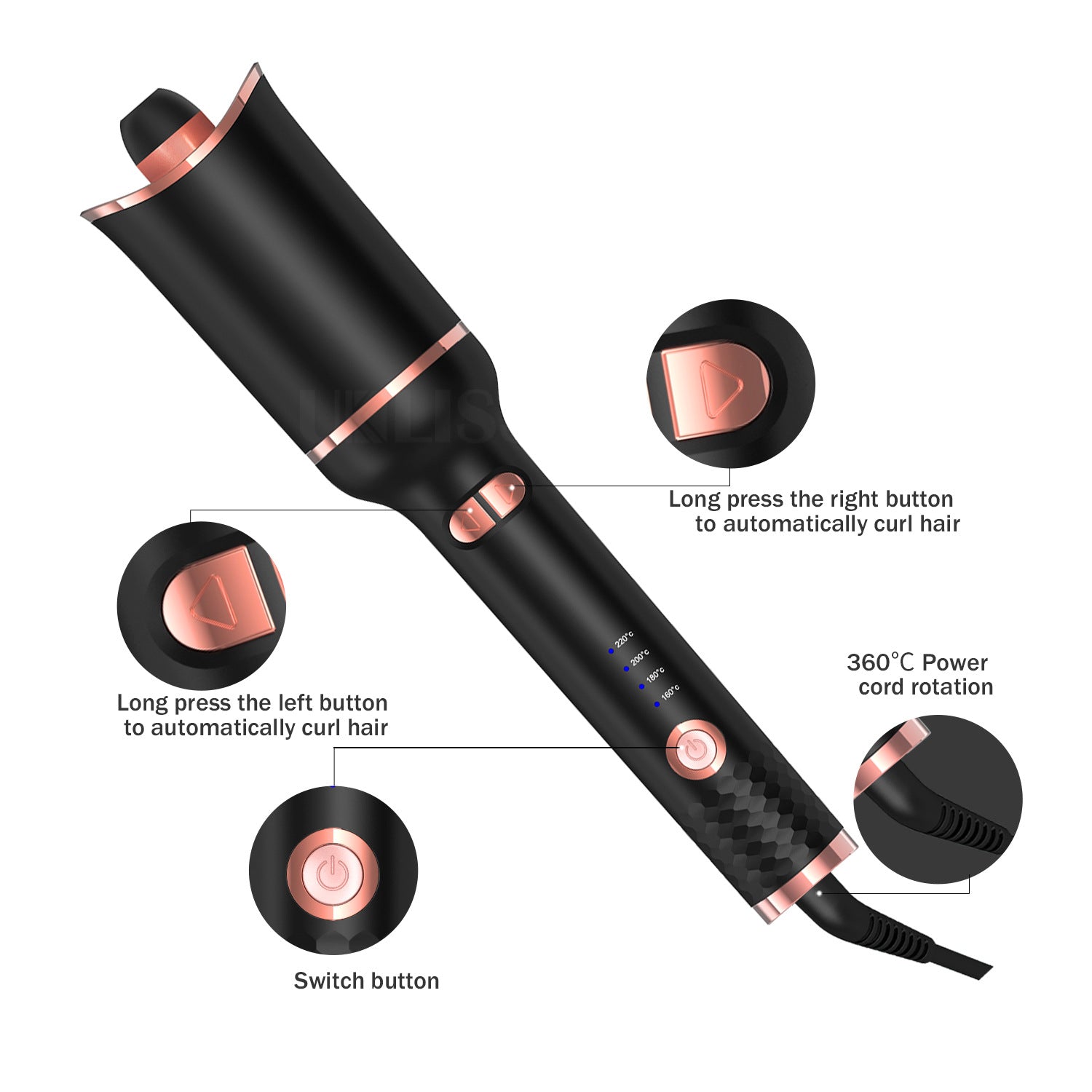 Automatic Rotating Hair Curler with Negative Ions