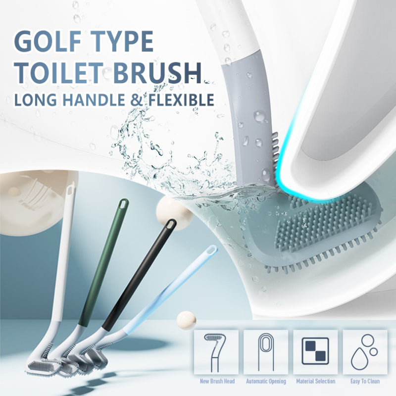 Silicone Golf-Head Toilet Brush with Wall Holder